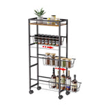 Garvee Carro Almacenamiento Estrecho Ruedas Extensible 4 Niveles Cocina Baño Espacios Reducidos Negro
