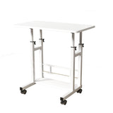 Garvee Escritorio Móvil Ajustable para Computadora con Ruedas, Altura Regulable 69-90 cm, MDF Ecológico, Oficina en Casa, Negro - Blanco