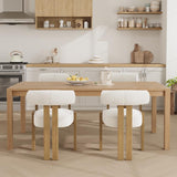 Garvee Sillas De Comedor Tapizadas Set De 4, Tela Bouclé, Respaldo Ergonómico Curvo, Espuma Alta Resiliencia, Patas De Madera De Caucho, Modernas Para Comedor O Sala - Blanco