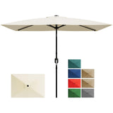 Garvee Sombrilla Rectangular de Patio 10'x6.5' con Manivela y Botón de Inclinación, Marco de Hierro Reforzado, Tela Poliéster Resistente UV, Jardín y Piscina, Diseño Ventilado, Color Vibrante - Beige