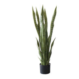 Garvee Planta Artificial Sansevieria 90cm PVC Suave Imitación Serpiente Decorativa Resistente Descoloramiento Hogar Oficina Maceta Tropical Verde - Verde
