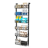 Garvee Organizador de Despensa Colgante Puerta Estantería Cocina Ajustable 6 Niveles Negro Ahorro Espacio
