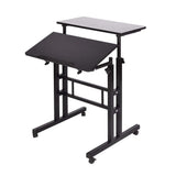Garvee Escritorio Ajustable en Altura 70-115 cm, Mesa Doble Inclinable, Metal Pulido, Ruedas con Freno, para Oficina y Hogar - Negro 60