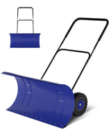 Garvee Pala Quitanieves Ancha con Ruedas y Hoja de Acero Ajustable para Limpieza de Entradas de Vehículos 74cm Negro y Amarillo - Azul