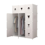 Garvee Kleiderschrank Modular 12 Cubos Mit 2 Barras Plegable Plástico Resistente Impermeable Para Dormitorio Sala 111x47x147cm - 12 Puertas 2 Colgantes