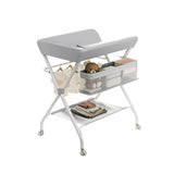 Garvee Mesa de cambio para bebé plegable con ruedas y almacenamiento, acero reforzado y PVC impermeable, 60x80x103cm, diseño ergonómico, ideal para casa y viajes - Gris