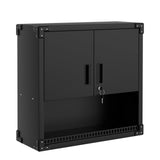 Garvee Gabinete de Almacenaje para Garaje con Cerradura Acero Resistente Negro Montaje en Pared Ideal para Taller y Cocina 80×30×77 cm