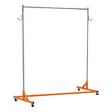 Garvee Perchero Rodante Heavy Duty Z-Base 150x50x160cm Acero Pulido con Ruedas Bloqueables para Hogar y Tiendas, Robusto y Versátil, Negro - Naranja & Plata