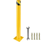 Garvee Bollard de Seguridad de Acero Q235 de 91 cm de Alto y 11 cm de Diámetro con Base Estable para Control de Tráfico y Estacionamientos, Amarillo - 1 Unidad