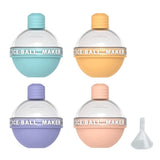 Garvee Set de 4 Moldes Redondos de Silicona para Bolas de Hielo, Colores Rosa & Morado & Azul & Amarillo, Incluye Embudo Regalo, para Whisky y Cócteles - 4 Piezas