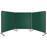Garvee Pantalla de Soldadura 3 Paneles 183x183cm Resistente al Fuego Ruedas Bloqueables PVC Transparente Marco de Acero Protección UV para Talleres y Garajes