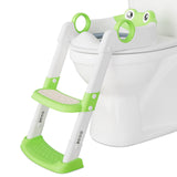 Garvee Asiento de Entrenamiento para Orinal con Escalera Ajustable Antideslizante Plegable Seguro para Niños en Baño - Verde & Blanco