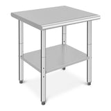 Garvee Mesa de Trabajo de Acero Inoxidable 76 × 61 × 89 cm con Estante Inferior Galvanizado para Uso Comercial y Taller, Resistente y Fácil de Limpiar - Sin Ruedas
