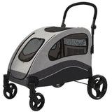 Garvee Carrito Extra Grande Para Perros Con Marco De Acero, Ruedas Con Frenos Y Absorcin De Impactos, Diseo Plegable, Mango Ajustable - Negro Para Paseos - Negro