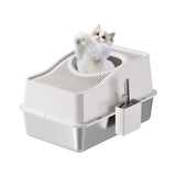 Garvee Caja De Arena Para Gatos De Acero Inoxidable Con Tapa Alta Capacidad Fácil Limpieza Antifugas Incluye Pala Para Hogar - Cubeta Blanca 20 Alto
