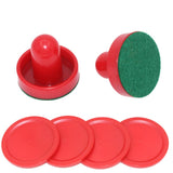 Garvee Set de Pushers y Pucks para Air Hockey, Mini Paletas 60mm, Material Resistente, Color Rojo, Reemplazo para Mesas de Juego, Diversión en Casa