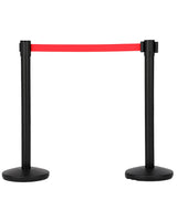 Garvee Set de 2 Postes Metálicos de Control de Multitudes con Cinta Retráctil Roja Base Rellenable para Eventos