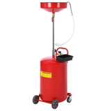Garvee Tanque De Drenaje De Aceite Residual 20 Galones Con Bomba Neumática, Altura Ajustable, Embudo 15'' Y Ruedas, Acero, Caja De Herramientas, Ideal Para Talleres