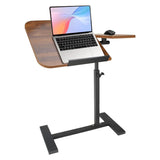 Garvee Mesa Auxiliar de Madera con Superficie Ajustable y Estructura de Acero, para Oficina y Hogar, 50-80cm, Marrón - Marrón