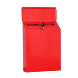 Buzón Garvee con cerradura de llave, soporte de montaje en pared de metal, protección contra la lluvia, para puerta principal y jardín, rojo, seguro y robusto - Rojo