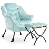 Garvee Silln Lazy con Otomana Plegable Tela Transpirable Estructura de Acero Para Sala y Oficina Grande Negro - Azul-56