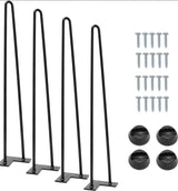 Garvee Patas de Mesa Estilo Horquilla Tubo de Acero de 2.5 Cm Capacidad de Carga 454 Kg Altura Ajustable 48 Cm Negro para Mesa de Comedor y Taller - Horquilla 2 Barras 19 Pulgadas