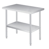 Garvee Mesa de Preparación de Acero Inoxidable con Respaldo y Estante Ajustable para Profesionales en Cocina Comercial 61x152cm Plateado