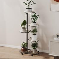 Garvee Soporte para plantas Garvee de 4 niveles, estante metálico para plantas de interior, 93 cm, blanco, estable y que ahorra espacio