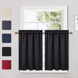 Garvee Set de dos cortinas de cocina de tela opaca de doble cara 230GSM, 66.04x76.2cm, color negro, para Alemania - Negro