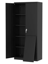 Garvee gabinete de Almacenamiento Metálico Alto 180 cm con Ruedas, Acero Reforzado, 4 Estantes Ajustables, Cerradura Segura para Garaje y Sótano, Gris
