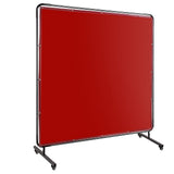 Garvee Pantalla de soldadura de vinilo2.44 x 1.83 m con marco resistente al fuego, ruedas giratorias, PVC transparente para talleres y construcción - Rojo