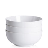 Garvee Juego de 3 cuencos de porcelana 1892.71mL - cerámica blanca premium - seguros para microondas y lavavajillas - ligeros y duraderos - para cereal, sopa y ensalada
