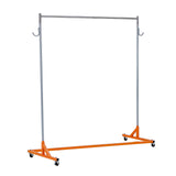 Garvee Perchero Comercial Z-Style con Ruedas Bloqueables, Base Naranja, Tubos Acero Inoxidable, Ideal para Tiendas, 180×51×160 cm