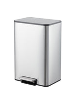 Garvee Basurero Rectangular de Acero Inoxidable 4 Galones con Tapa de Cierre Suave y Pedal para Dormitorio y Oficina, Compacto, Plateado - Plata