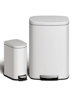 Garvee Set de Botes de Basura 13 Gal y 2.6 Gal Acero Inoxidable Para Cocina y Baño Resistente a Huellas - Blanco