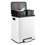 Garvee Cubos De Basura Doble Para Cocina, Acero Inoxidable, Pedal Silencioso, Blanco, 8 Galones, Hogar