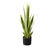 Garvee Planta Artificial Sansevieria 70cm PVC Suave Imitación Serpiente Decorativa Resistente Descoloramiento Hogar Oficina Maceta Tropical Amarilla - Amarillo