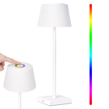 Garvee Lámpara de Mesa Inalámbrica Recargable con 3 Temperaturas de Color y 8 Colores RGB, Atenuación Táctil y USB-C, Blanco - Blanco
