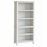 Garvee Estante para Libros de Madera 180 Cm 5 Estantes (3 Ajustables) Diseño Moderno con Patas Cónicas Robusto para Oficina y Hogar Color Natural - Blanco