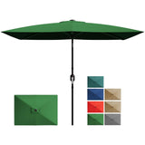 Garvee Sombrilla Rectangular de Patio 10'x6.5' con Manivela y Botón de Inclinación, Tela Poliéster Resistente, Estructura de Acero Reforzado, Ventilada para Jardín y Piscina - Verde oscuro