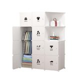 Garvee Armario Modular de 10 Cubos con Puertas y Barra para Colgar, Plástico Resistente, Flexible, Fácil Montaje, 75x47x111cm, Ideal para Dormitorios - 10 Puertas 1 Armario Medio Esquina Colgante
