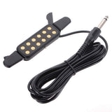 Garvee Pickup Pasivo Para Guitarra Acústica - Microfono A Clip - Metal Negro - Uso En Vivo Y Diario - Cable 3m - Jack Mono 6,35mm