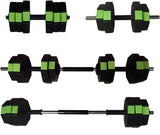 Garvee Set de mancuernas ajustables de 13.61kg para mujeres, barra convertible, agarre antideslizante, compacto para entrenamiento en casa, negro