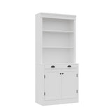 Garvee Regal de 180 cm con 5 Estantes y Cajón, Puertas de Lamas Modernas, Madera Resistente para Oficina y Sala, Ajustable, Marrón