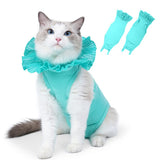 Garvee Traje De Recuperación De Cirugía Para Gatos Transpirable Antilamer Con Cuello Electrónico Para Heridas Abdominales - Verde Aguacate