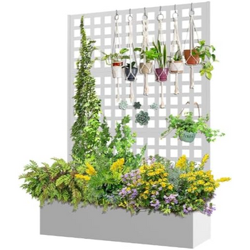 Garvee Maceta de Jardín con Trepadero, Metal, Patrón de Hojas, 120x40x180cm, Profundidad 30cm, Fácil Montaje, para Jardín y Terraza