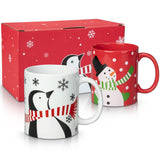Garvee Tazas De Navidad De Cerámica Con Motivos Festivos, Capacidad Grande, Asa Gruesa, Diseño De Muñeco De Nieve Para Hogar Y Oficina, Blanco