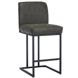Garvee Taburetes de Bar 61 cm Modernos con Respaldo, Asiento Acolchado de PU, Estructura Metálica Negra con Reposapiés, Altura de Mostrador, Gris - Gris