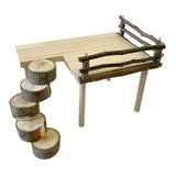 Garvee Estante Plataforma De Madera Natural Para Hámster Y Pequeños Animales, Doble Piso, Resistente Y Seguro, Fácil De Instalar, Natural, Madera - Redondo Horizontal
