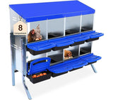 Garvee Caja de Nido para Pollos 8 Compartimentos con Soporte, Acero Galvanizado PP, Diseño Antideslizante, Fácil Limpieza Gallineros Granjas, Azul - Azul